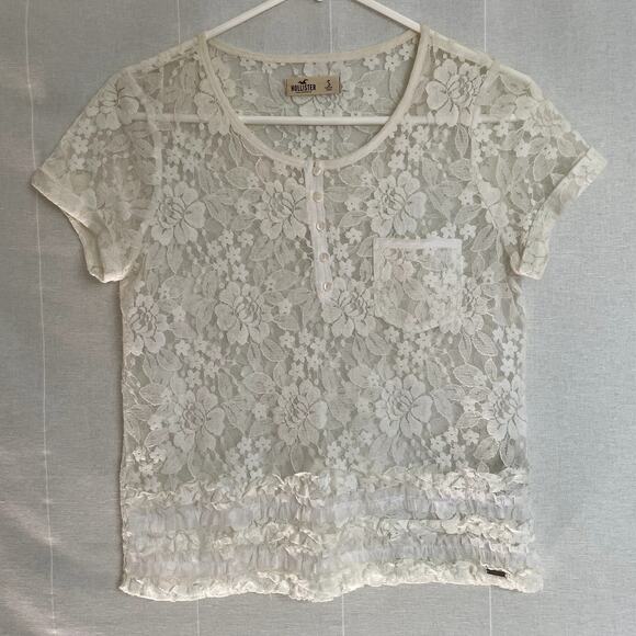 Lace top by Hollister in Cream Size Small - Picture 1 of 5